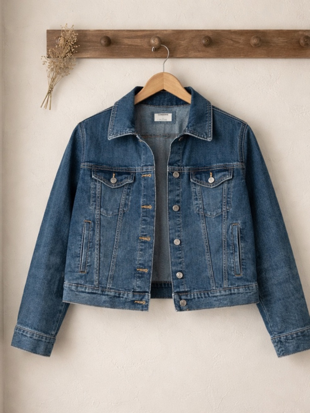 Women's Classic Blue Denim Jacket - Casual Jean Jacket Sz L